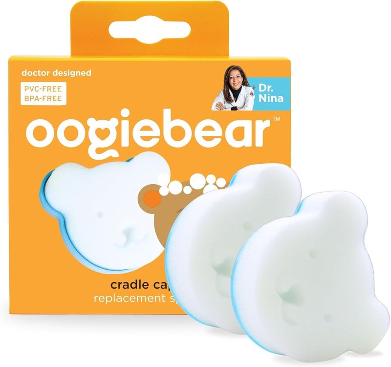 oogiebear Cradle Cap Sponge Replacement Set - Gentle & Effective Baby Scalp Care, Soft Sponge Refills for Cradle Cap Brush, 0+ Months, 2-Pack - Image 1